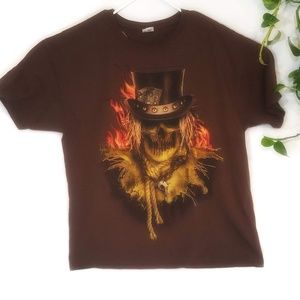 **SOLD** Men's Skull and Flames Graphic T Shirt